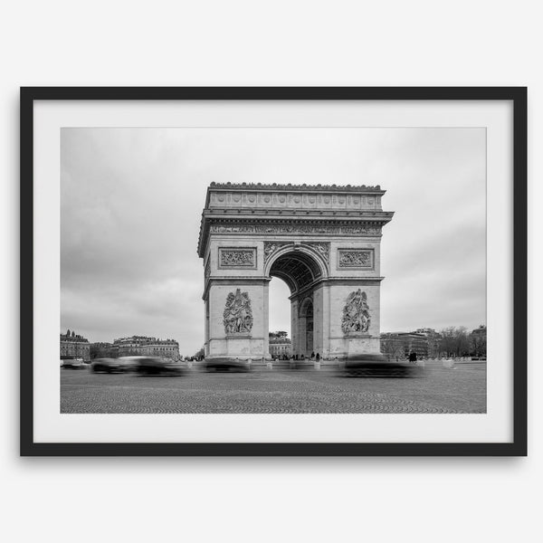  French wall art featuring Arc de Triomphe in Paris, black and white