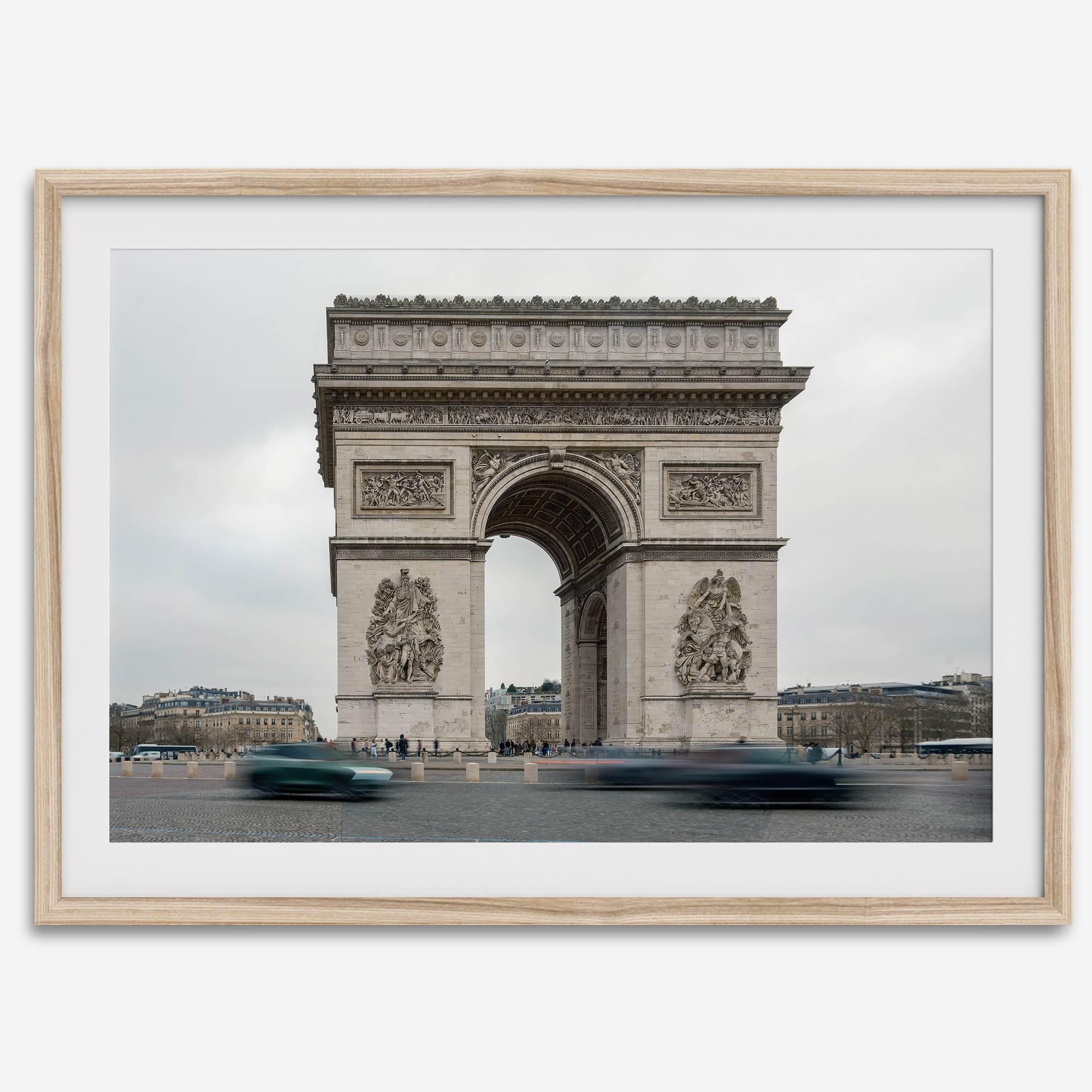 French wall art featuring Arc de Triomphe in Paris, neutral tones