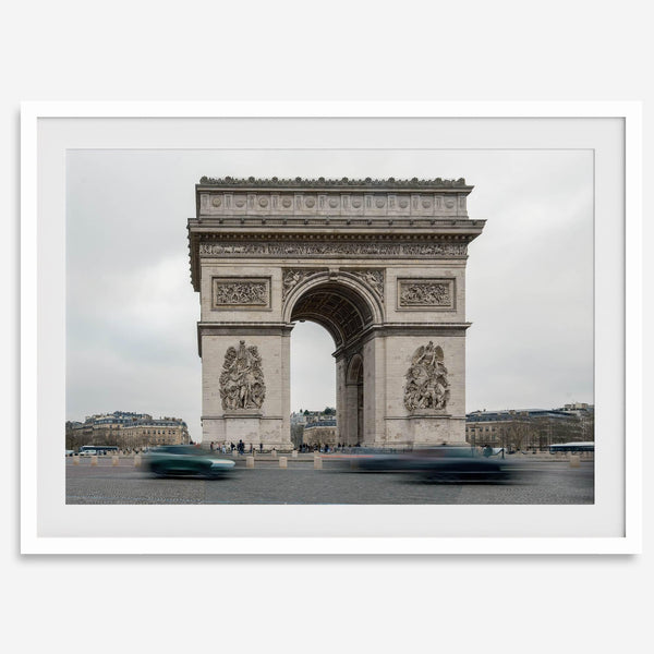 French wall art featuring Arc de Triomphe in Paris, neutral tones