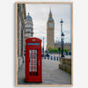 Big Ben wall art featuring London clock tower and red phone booth, fine art photography