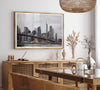 New York skyline print featuring Brooklyn Bridge, contemporary cityscape wall art.