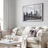 New York skyline print featuring Brooklyn Bridge, contemporary cityscape wall art.