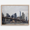 New York skyline print featuring Brooklyn Bridge, contemporary cityscape wall art.
