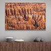 Large framed Bryce Canyon wall art featuring towering orange sandstone hoodoos and intricate rock formations in Bryce Canyon National Park, Utah.