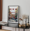 Chinatown Photography framed or unframed print showing red lanterns above a colorful San Francisco Chinatown street with shops and historic architecture.