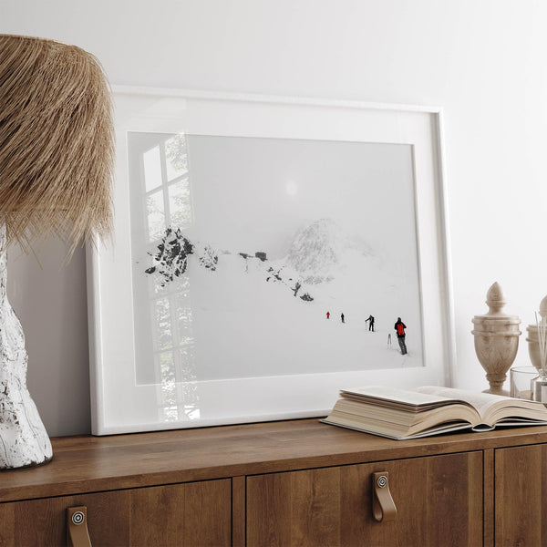 Denali Alaska snow mountain photography - fine art winter landscape print in modern Scandi style.