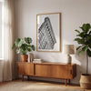 Black and white Flatiron Building print showing the iconic New York City landmark from a dramatic upward perspective