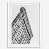 Black and white Flatiron Building print showing the iconic New York City landmark from a dramatic upward perspective