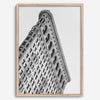 Black and white Flatiron Building print showing the iconic New York City landmark from a dramatic upward perspective