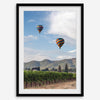 Fine art hot air balloon photography print above Napa Valley vineyards in Yountville.