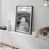 A captivating fine art black and white nature portrait print that transports viewers to the enchanting marshlands of California, where a winding little river weaves its way through a picturesque landscape.
