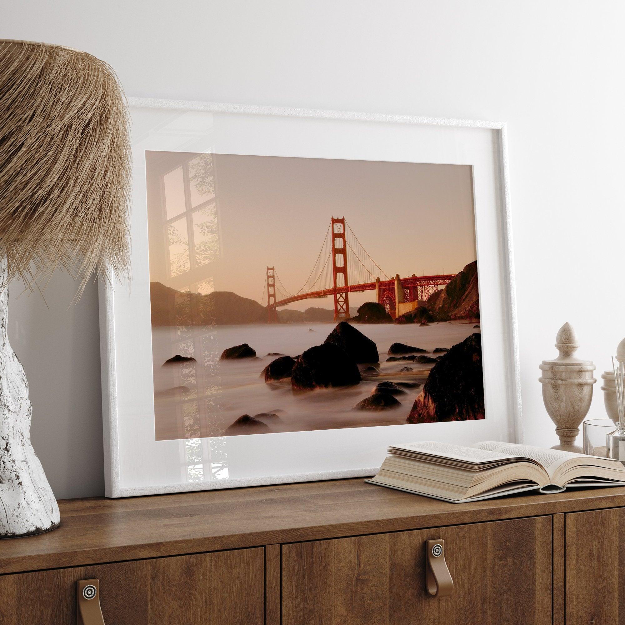 Fine Art Golden Gate Bridge Photography Print - San Francisco Wall Art, Golden Gate Sunset Print, Large Framed Travel Poster for Home Decor