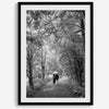 Romantic Japan nature art photograph in black and white forest setting, couples wall decor