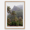 Kauai palm tree wall art featuring tropical palms and misty mountains at Keʻe Beach