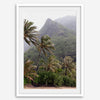 Kauai palm tree wall art featuring tropical palms and misty mountains at Keʻe Beach