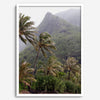Kauai palm tree wall art featuring tropical palms and misty mountains at Keʻe Beach