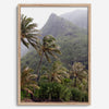 Kauai palm tree wall art featuring tropical palms and misty mountains at Keʻe Beach