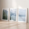 Kauai triptych wall art featuring the dramatic Nā Pali Coast with ocean cliffs and tropical scenery in panoramic fine art photography.