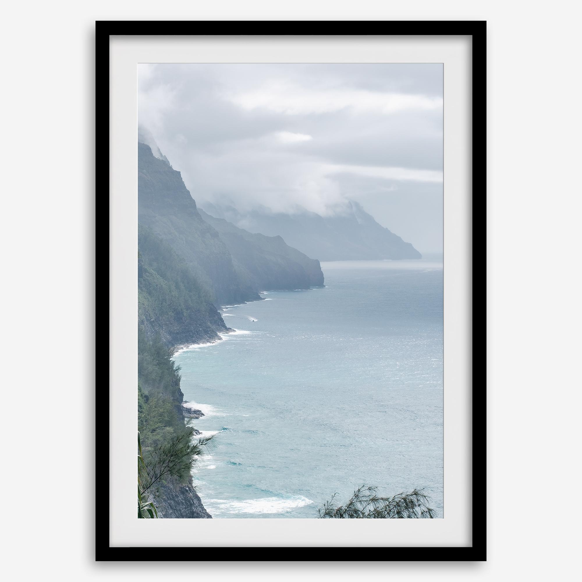 Kauai triptych wall art featuring the dramatic Nā Pali Coast with ocean cliffs and tropical scenery in panoramic fine art photography.