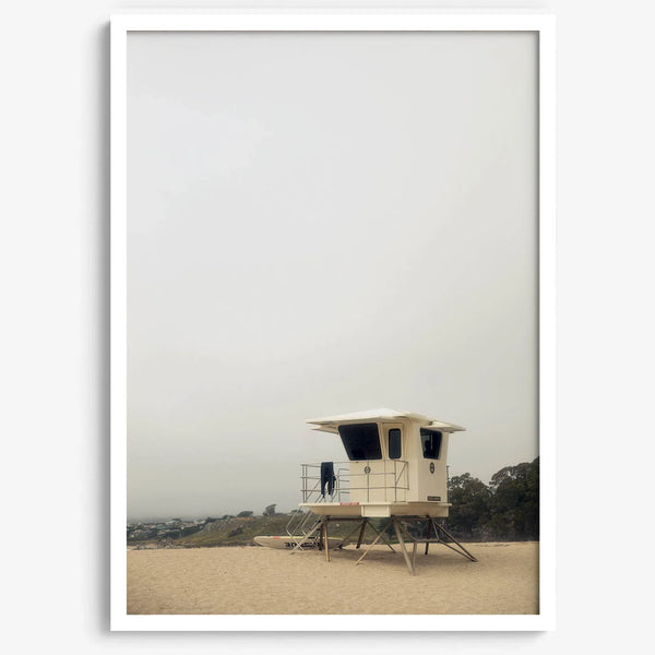 Fine art photograph of a lifeguard stand on the California coast, perfect for modern neutral decor.
