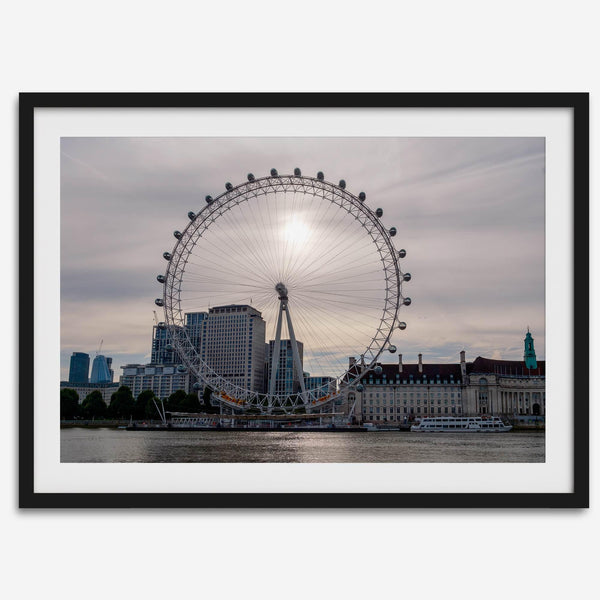 London Eye photography wall art featuring London skyline and sunset light