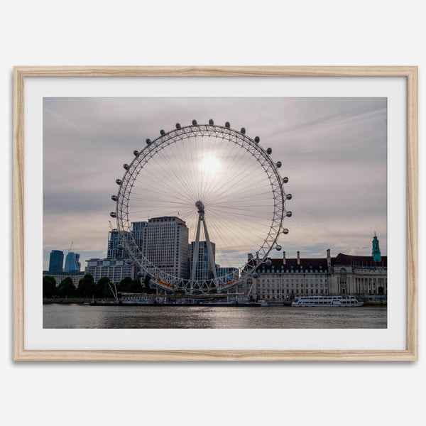 London Eye photography wall art featuring London skyline and sunset light