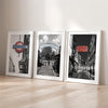 London wall art set of three photography prints featuring Covent Garden Underground, Camden Market and Soho by Ran Milo