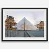 Louvre Pyramid wall art showing the glass pyramid and historic Louvre Museum architecture in Paris, France
