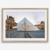 Louvre Pyramid wall art showing the glass pyramid and historic Louvre Museum architecture in Paris, France