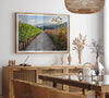 High-quality fine art print of a California vineyard landscape with rolling hills in the background.