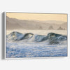 Golden hour ocean waves crashing with coastal cliffs in background – fine art seascape print