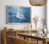 Ocean wave aerial photography print featuring a surfer in Kauai Hawaii with modern coastal styling