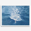Ocean wave aerial photography print featuring a surfer in Kauai Hawaii with modern coastal styling