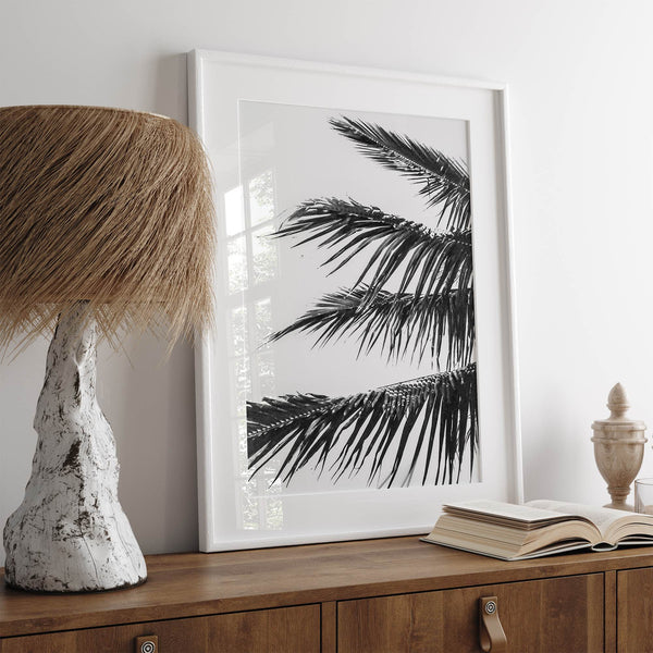 palm leaf black and white wall art