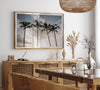 Sunset over palm trees in Kauai with golden sky and tropical landscape for wall decor