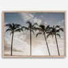 Sunset over palm trees in Kauai with golden sky and tropical landscape for wall decor