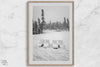 Minimalist winter scene artwork photographed at Heavenly Ski Resort Lake Tahoe.