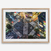 Shibuya Crossing print featuring an aerial Tokyo night scene with illuminated crosswalks and vibrant urban movement.