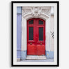 Colorful three piece wall art featuring bold architectural doors in red, teal, and yellow tones.
