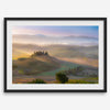 Tuscany wall art featuring sunrise over Val d’Orcia rolling hills and countryside landscape