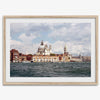 Framed Venice Italy photography print featuring Santa Maria della Salute and terracotta buildings.