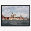 Framed Venice Italy photography print featuring Santa Maria della Salute and terracotta buildings.