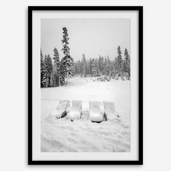 Minimalist winter scene artwork photographed at Heavenly Ski Resort Lake Tahoe.
