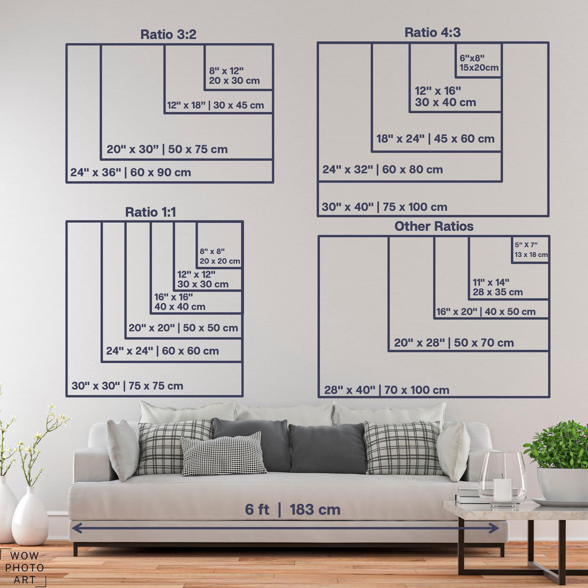 Wow Photo Art - Photography Wall Art Size Chart