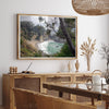 This fine art coastal ocean print features a breathtaking view of Mcway Falls in Big Sur, California, falling to the beach and into the ocean. This fine art photography print captures the beauty and wilderness of nature.