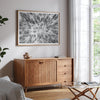Snowy forest wall art with aerial photography of snow-covered trees in winter.
